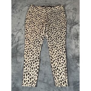 Chico's Pants Womens 1‎ Beige Leopard Print Ankle Pull On Stretch Knit Casual